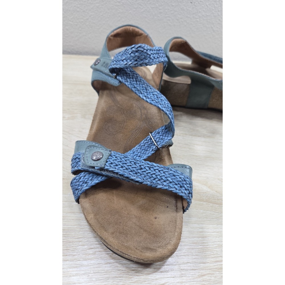 Taos Braided Leather Comfort Sandals‎ Blue Green Size 9 - Picture 3 of 6